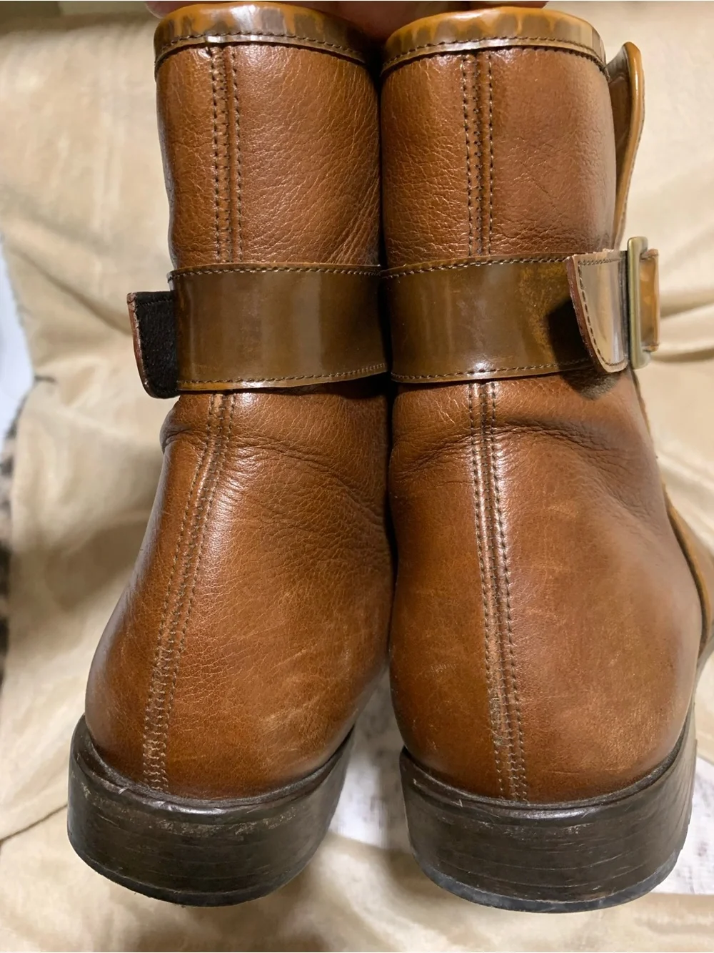 Franco Cuadra Brown Leather Ankle Booties with Buckle - Boho Chic Women Low Heel